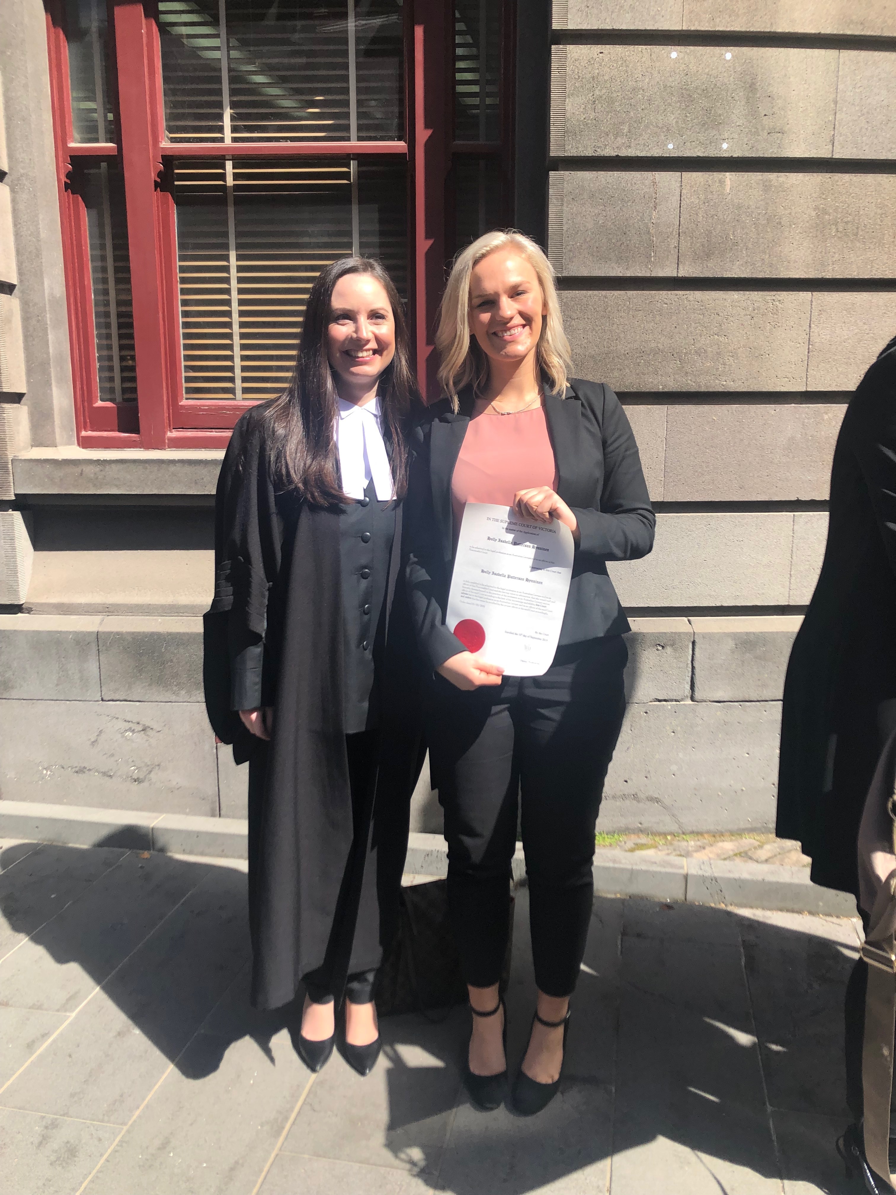 Congratulations to Holly Hynninen on her admission into legal practice – 10 September 2019